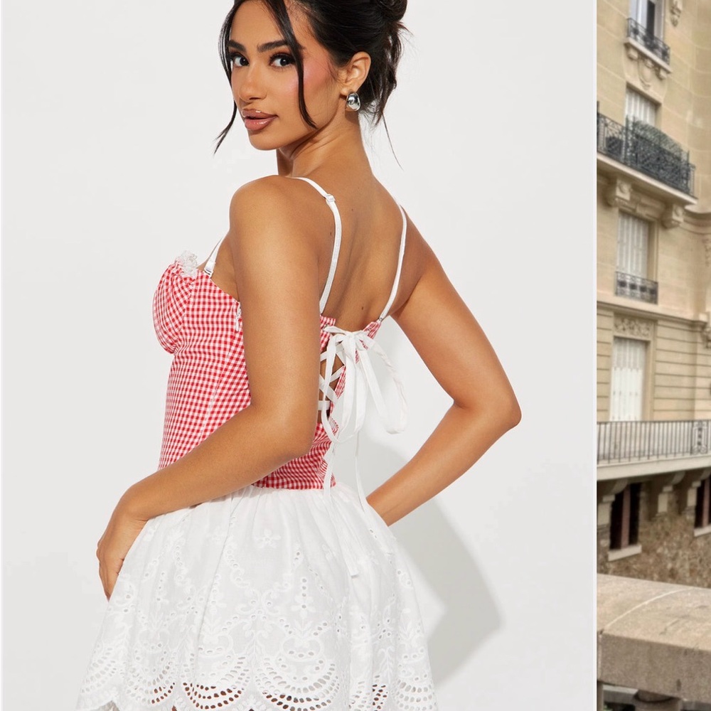 Gingham Bustier Mini Romper NWT - image 3